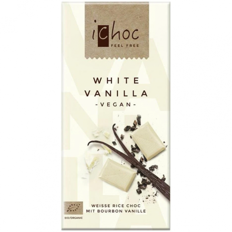 Шоколад белый iChoc White Vanilla с бурбонской ванилью органический, 80 г