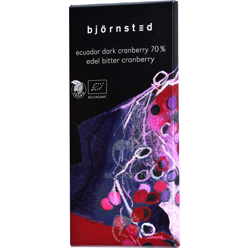 Шоколад чёрный (70%) с клюквой Björnsted органический, 100 г