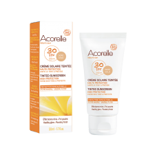 Солнцезащитный крем для лица SPF 30 Acorelle с тонирующим эффектом (Золото) органический, 50 мл