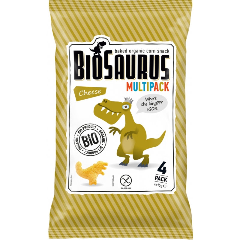 Кукурузные снеки Biosaurus с сыром органические, 4x15 г